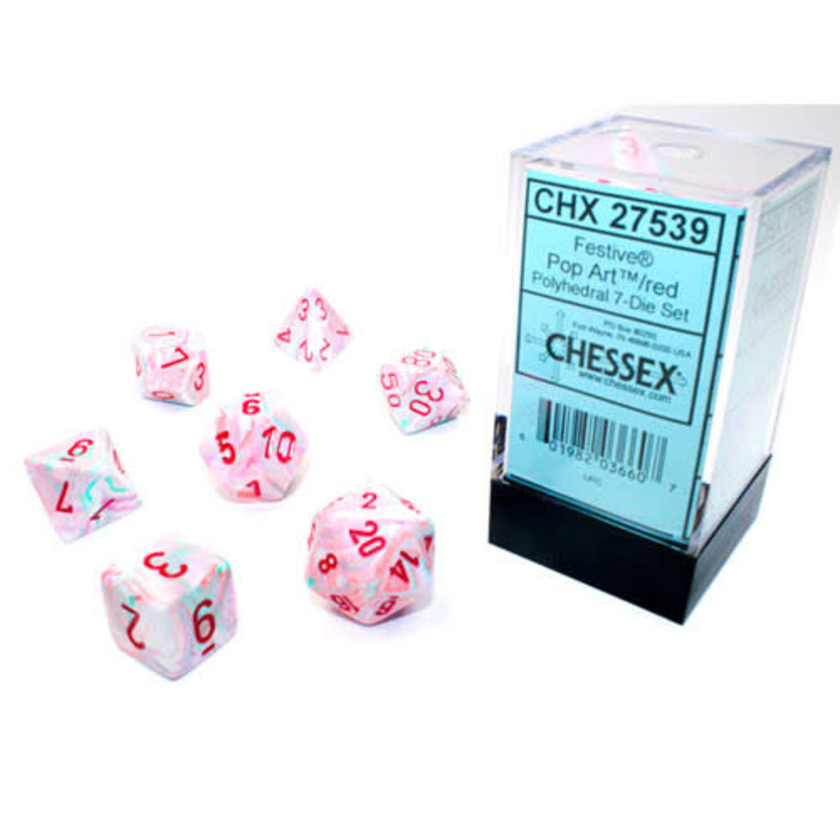 Chessex CHX 7ct Festive 27539 Pop Art/red
