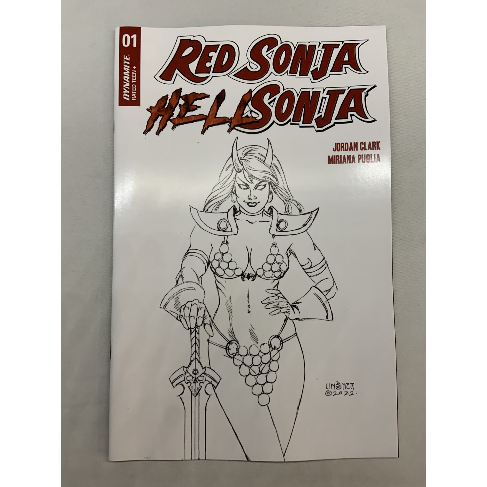 DYNAMITE Red Sonja Hell Sonja 2022 #1 Cvr I 20 Copy Incv Linsner B&W