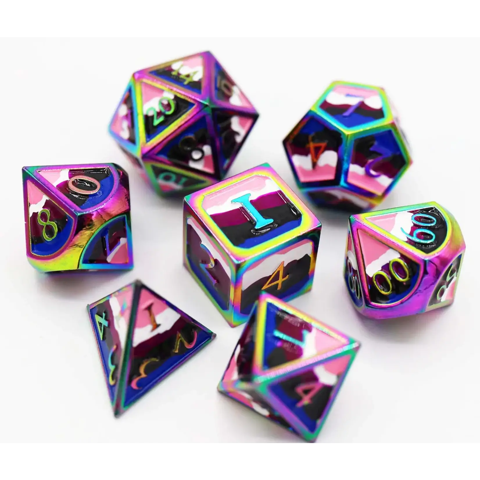 Foam Brain Games GENDERFLUID PRIDE FLAG - RPG METAL DICE SET