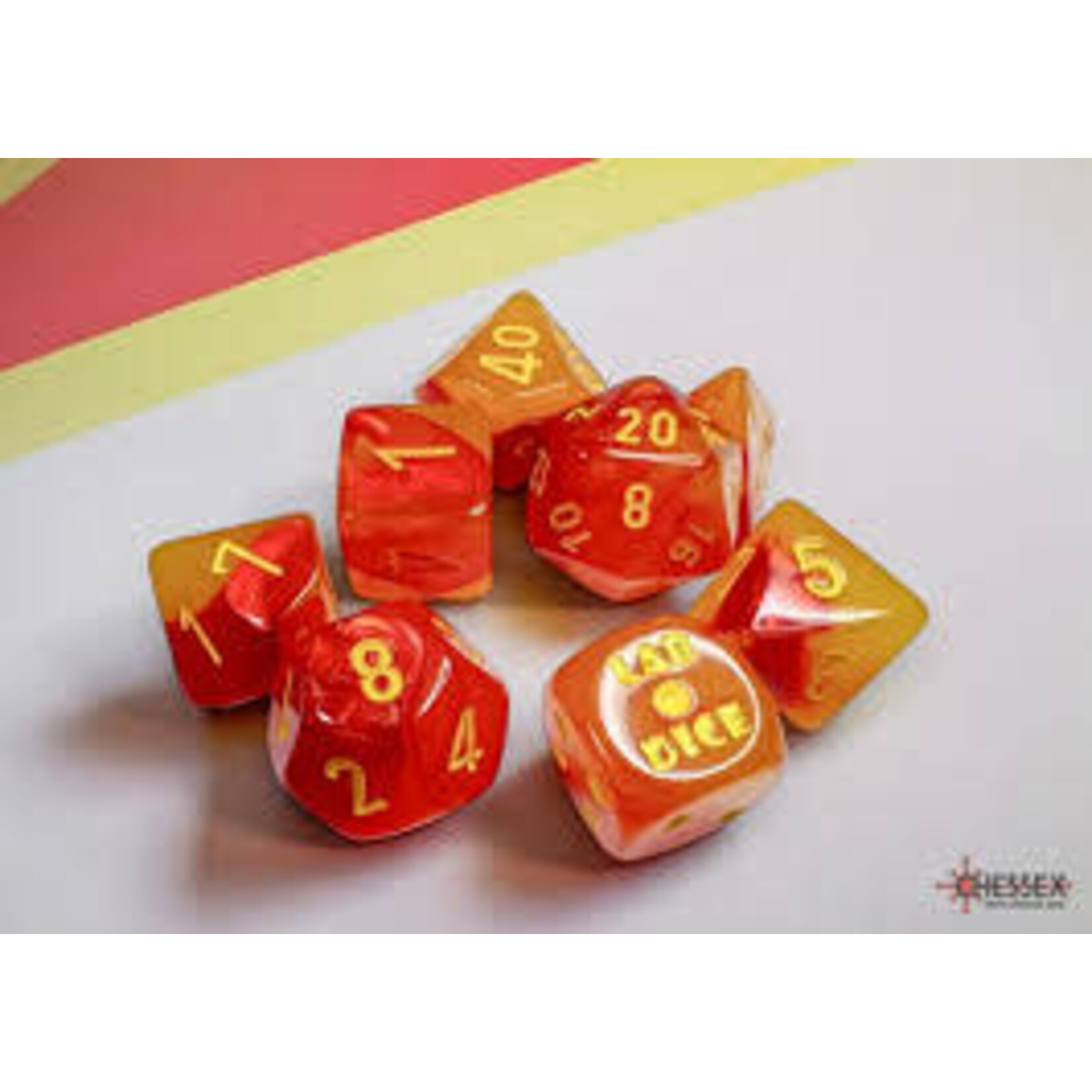 gts CHX 8ct Lab Dice Gemini 30051Gellow-Red with Yellow Illuminary