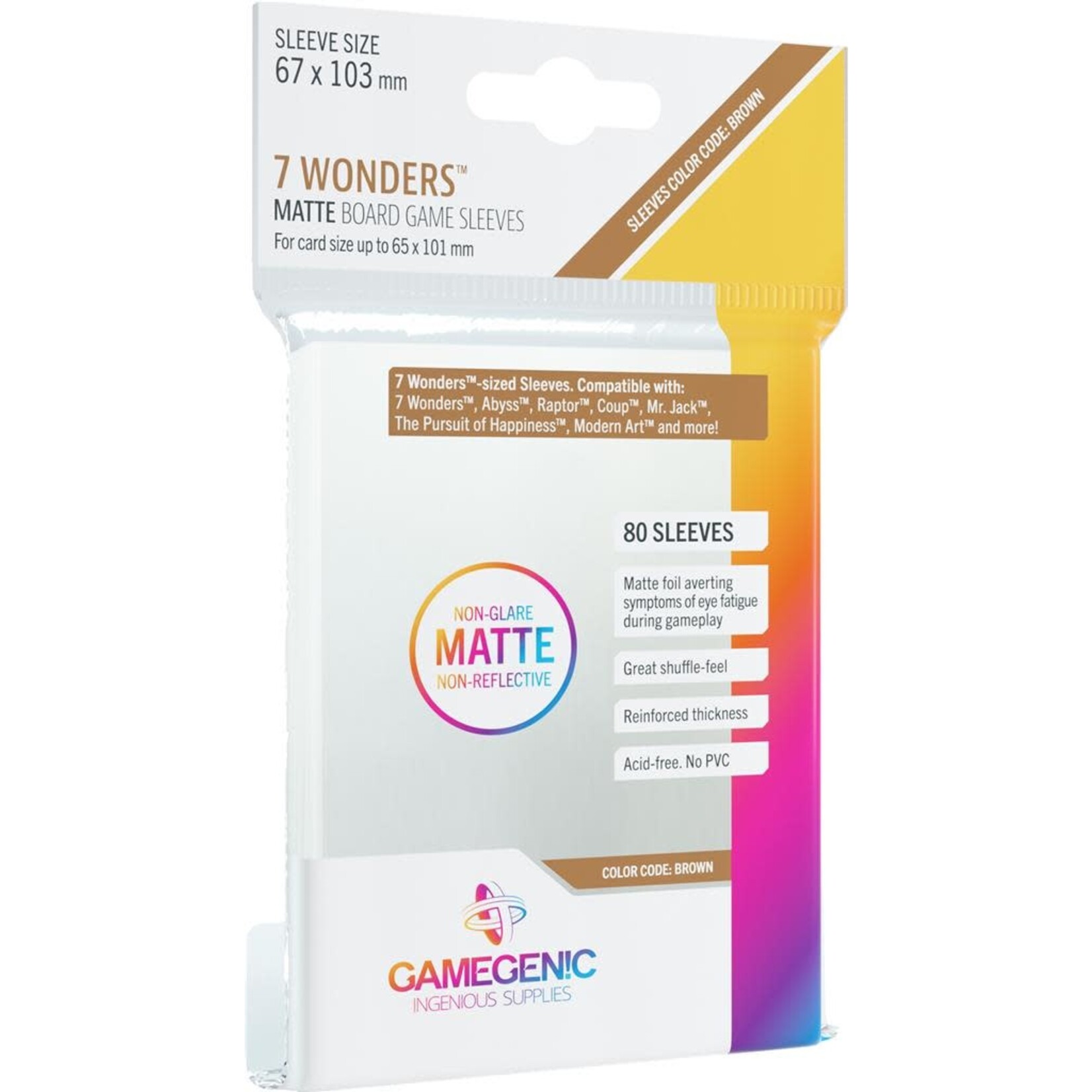 Gamegenic Gamegenic 7 Wonders Matte Clear Sleeves 80ct