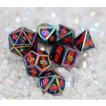 Foam Brain Games Polyamorous Pride Flag - Metal RPG Dice Set 7ct