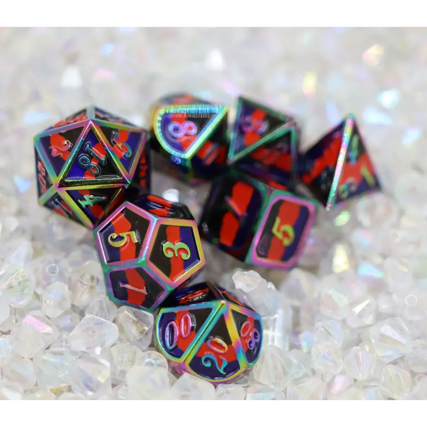 Foam Brain Games Polyamorous Pride Flag - Metal RPG Dice Set 7ct