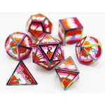 Foam Brain Games Lesbian Pride Flag - Metal RPG Dice Set