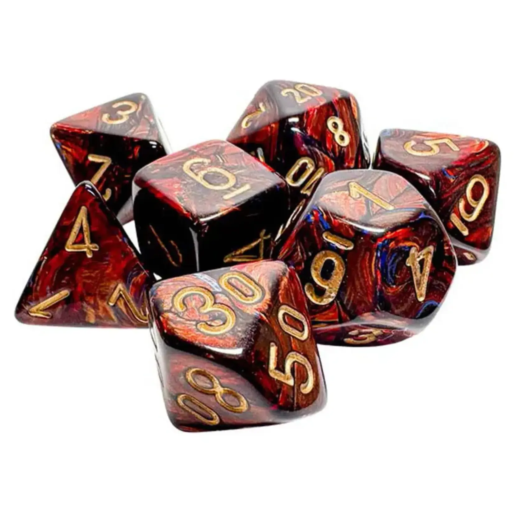 Chessex Chessex: Mega-hedral 7-Die Set: Scarab -Blue Blood/Gold