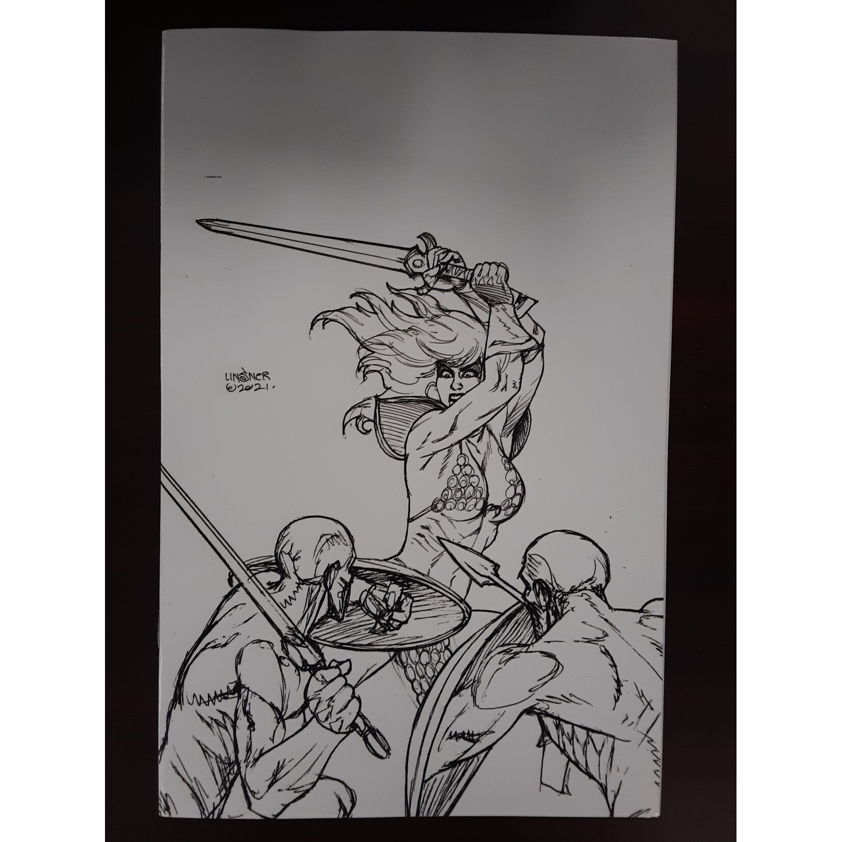 DYNAMITE Invincible Red Sonja 2021 #2 50 Copy Linsner Line Art Virgin Incv