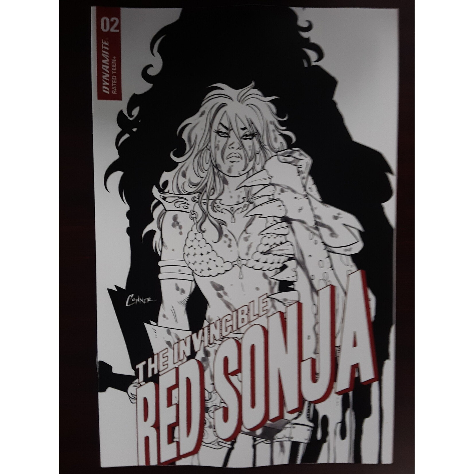 DYNAMITE Invincible Red Sonja 2021 #2 15 Copy Conner Line Art Incv
