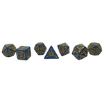 Old School Dice Old School Dice 7ct RPG: Rune Dice All Hallows Eve- Blue w/Yellow