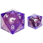 Old School Dice Old School Dice 35mm D20: Sharp Edged Liquid Infused Amethyst Fury