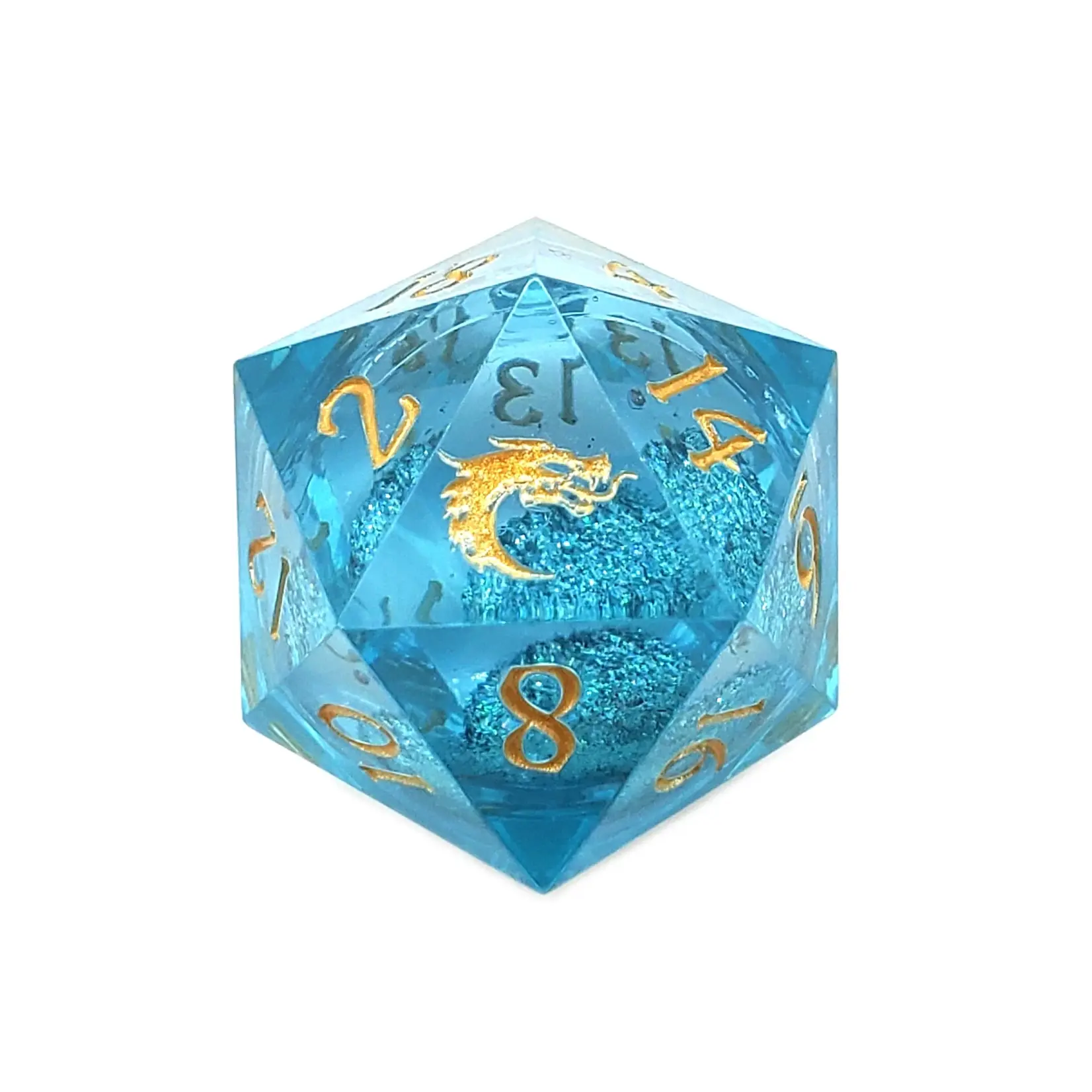 Old School Dice Old School Dice 22mm D20: Sharp Edged Liquid Infused Azure Fury
