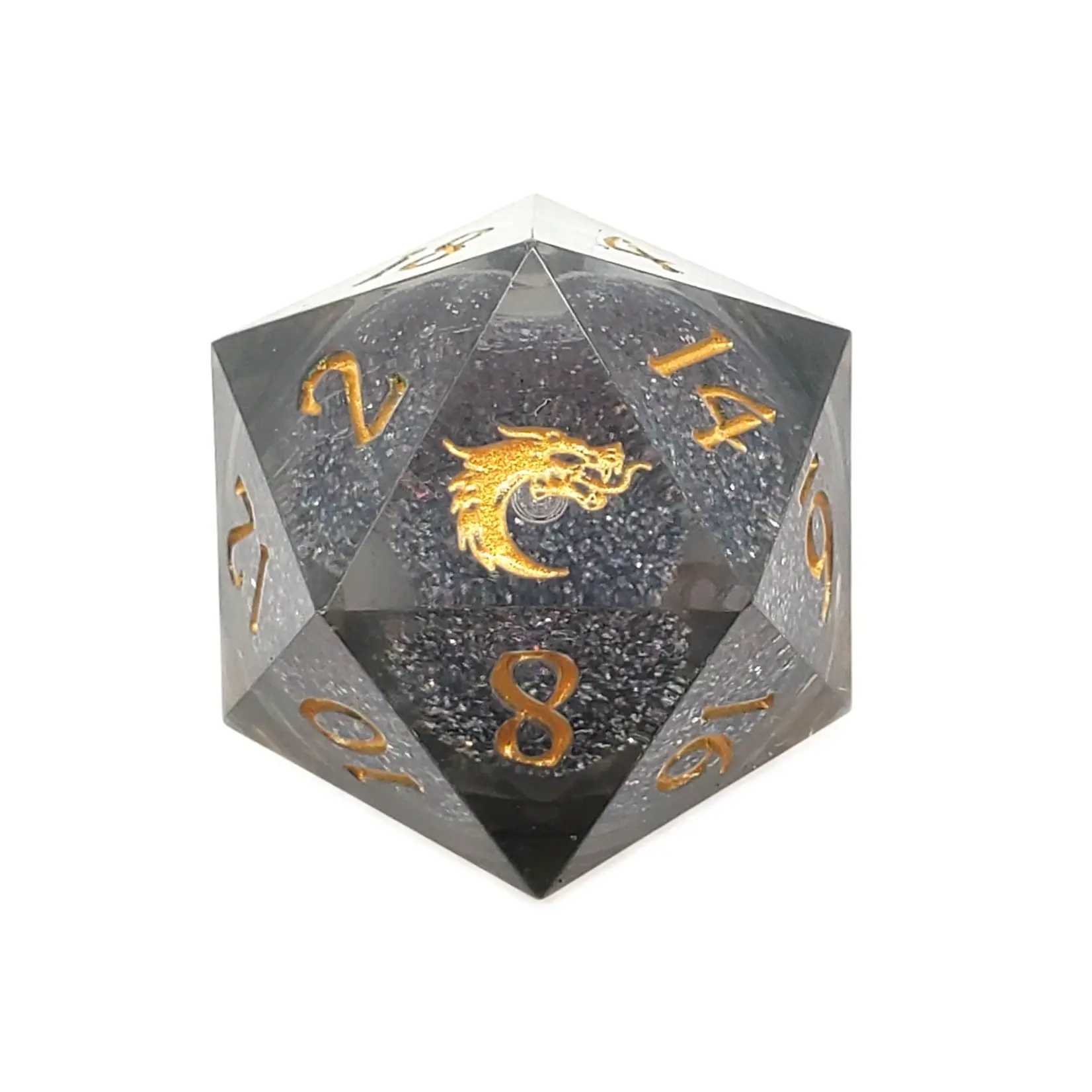 Old School Dice Old School Dice 22mm D20: Sharp Edged Liquid Infused Obsidian Fury