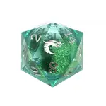 Old School Dice Old School Dice 22mm D20: Sharp Edged Liquid Infused Emerald Fury
