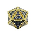 Old School Dice Single Fancy Metal D20 Blue Gold