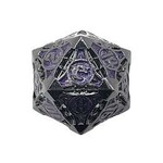 Old School Dice Single Fancy Metal D20 Black Nickel Purple