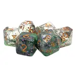 Old School Dice Old School Particles 7ct Dice RPG  - Green & Black Mist