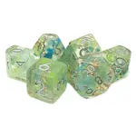 Old School Dice Old School Particles 7ct Dice RPG  - Blue & Green Mist