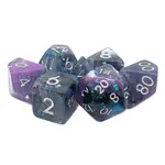 Old School Dice Old School Particles 7ct Dice RPG  - Black, Blue & Purple Mist