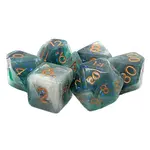 Old School Dice Old School Particles 7ct Dice RPG  - Black, White & Green Mist