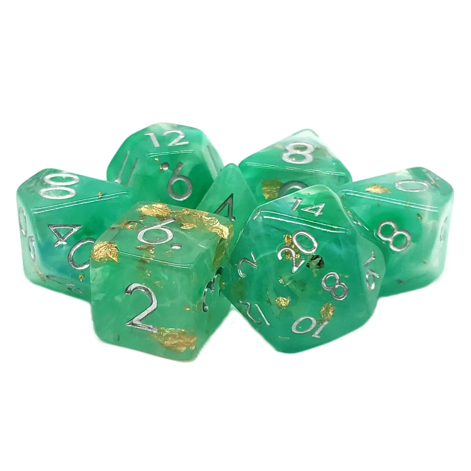 Old School Dice Old School Particles 7ct Dice RPG  - Light Green & Blue Mist