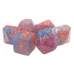 Old School Dice Old School Particles 7ct Dice RPG  - Blue, Pink & Orange Mist