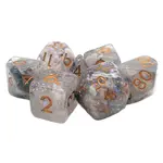 Old School Dice Old School Particles 7ct Dice RPG  - Black & White Mist