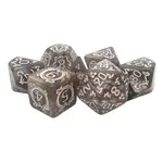 Old School Dice Old School Rune 7ct Dice RPG  - Coiled Serpent Brown w/ White