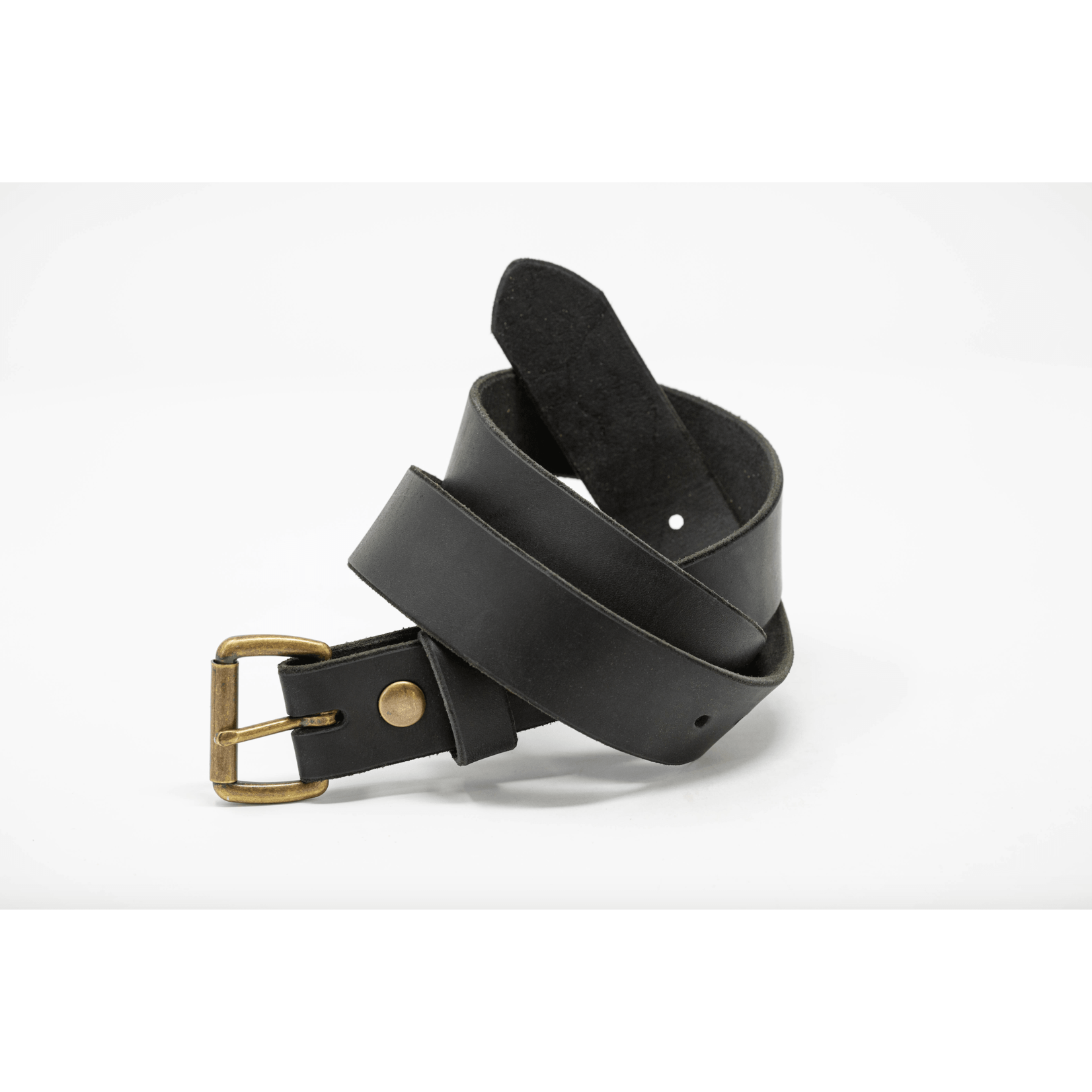 Whiskey Leatherworks Antique Brass Roller Buckle Belt