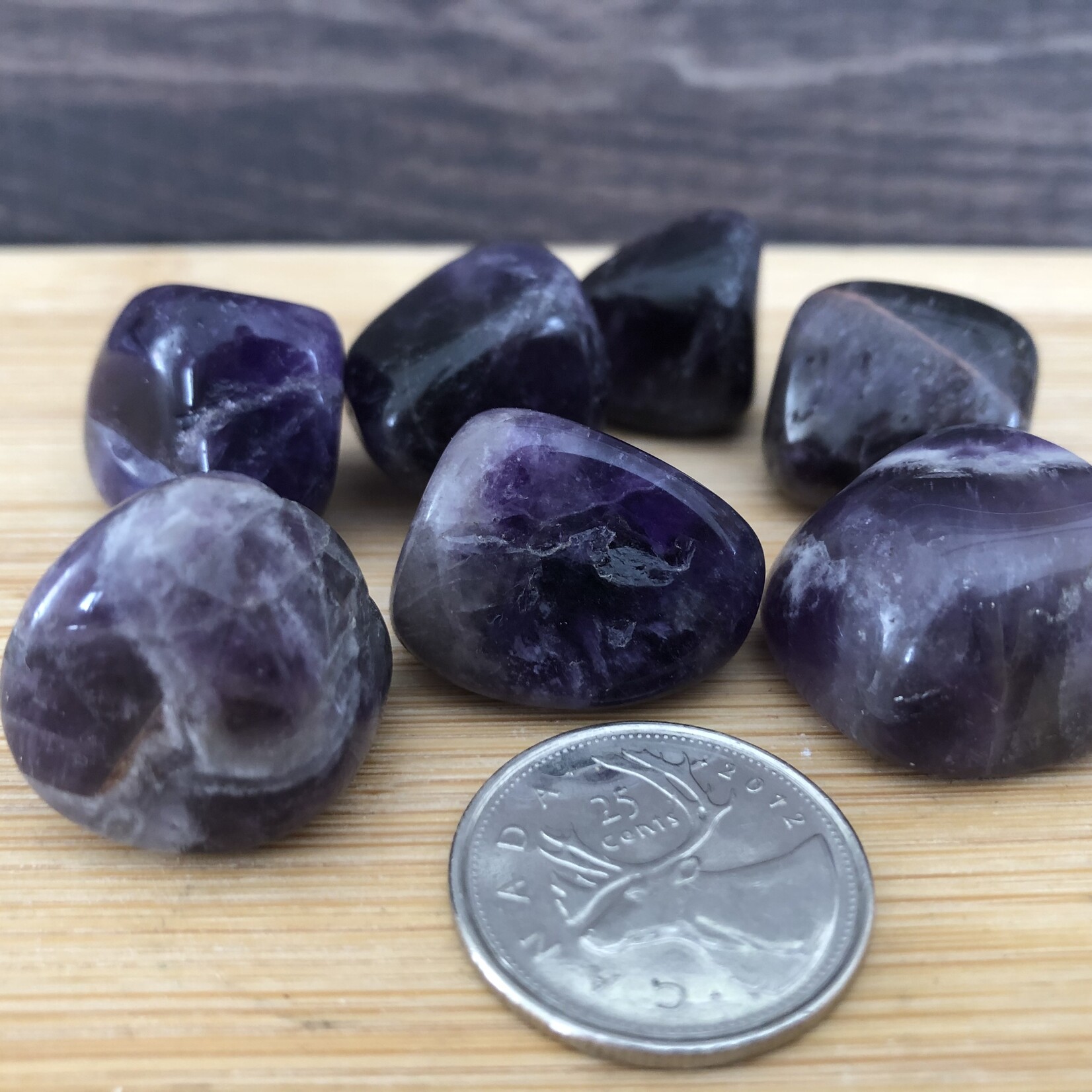chevron amethyst tumbled stone