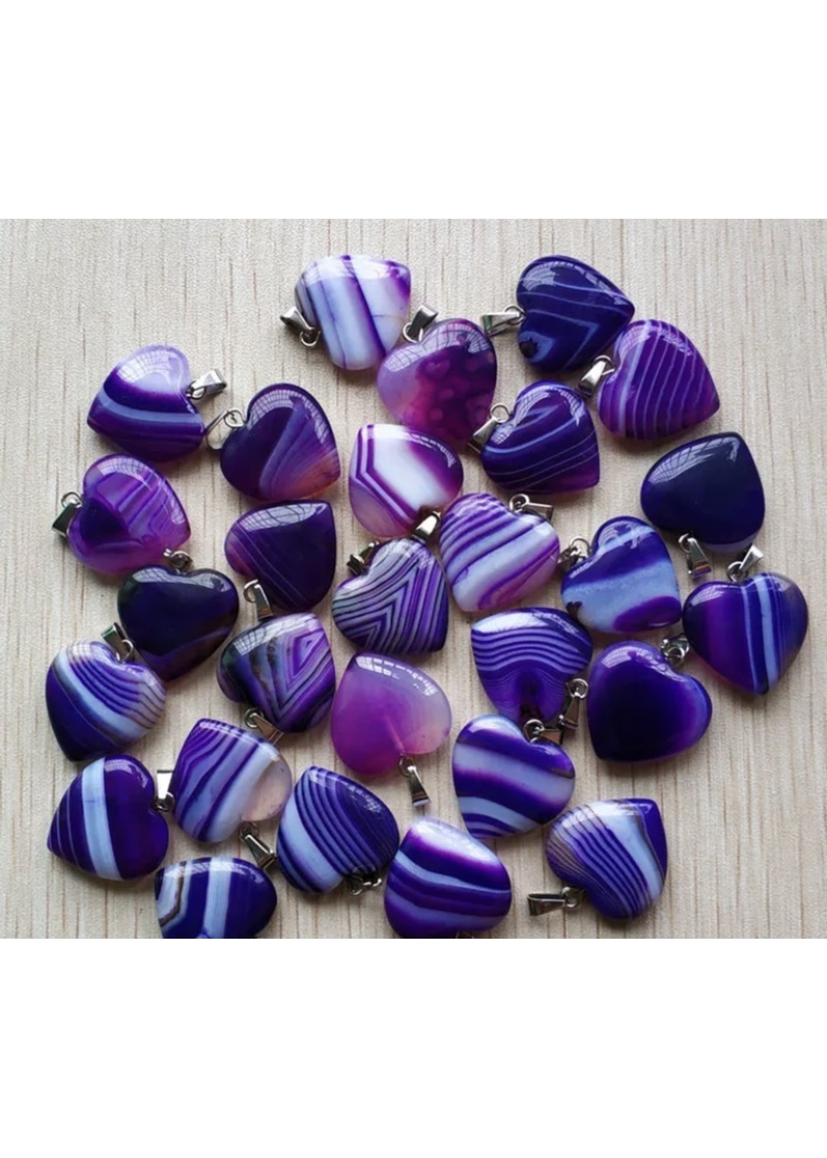 dog pendant agate purple stripes 20mm