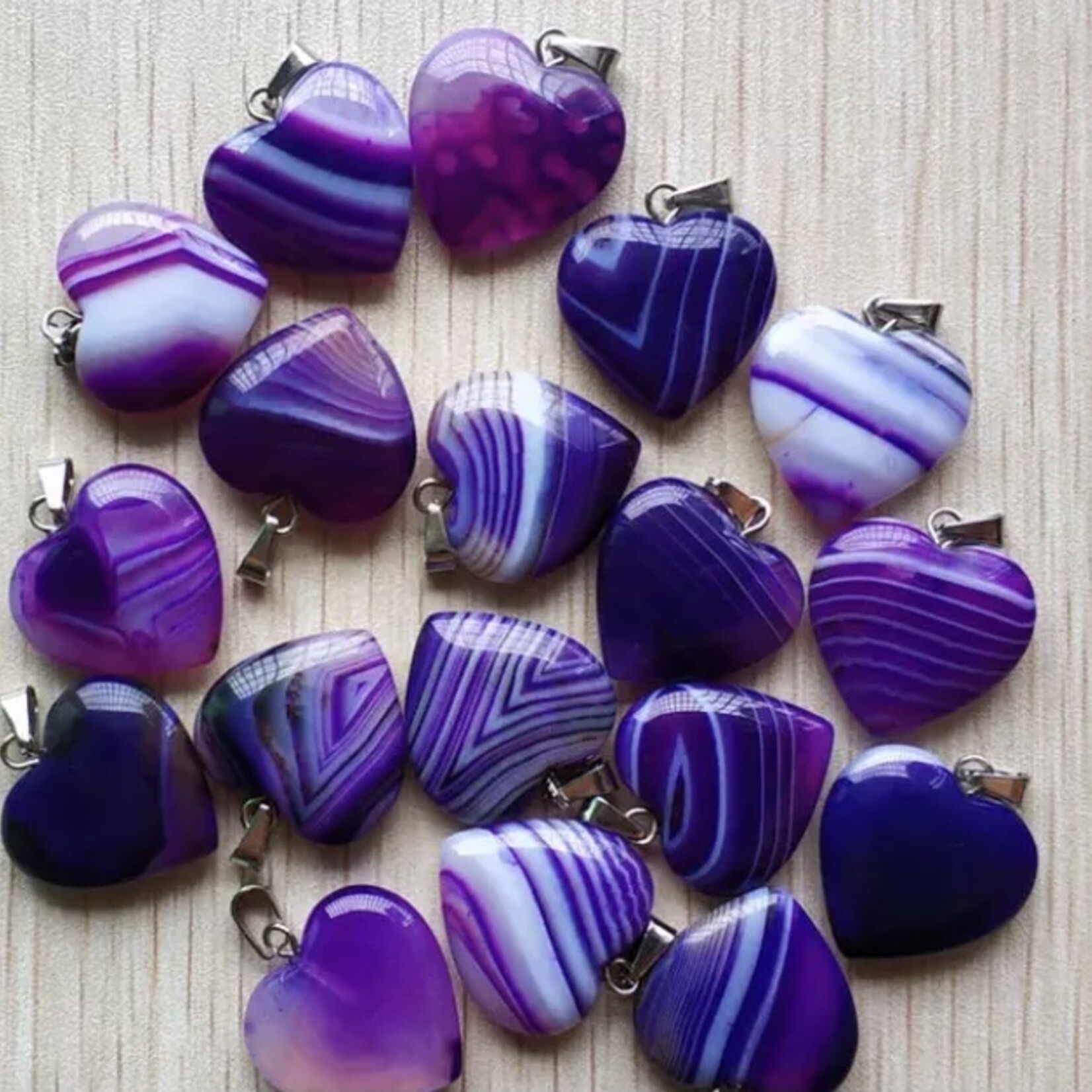 pendentif agate rayures violettes 20mm