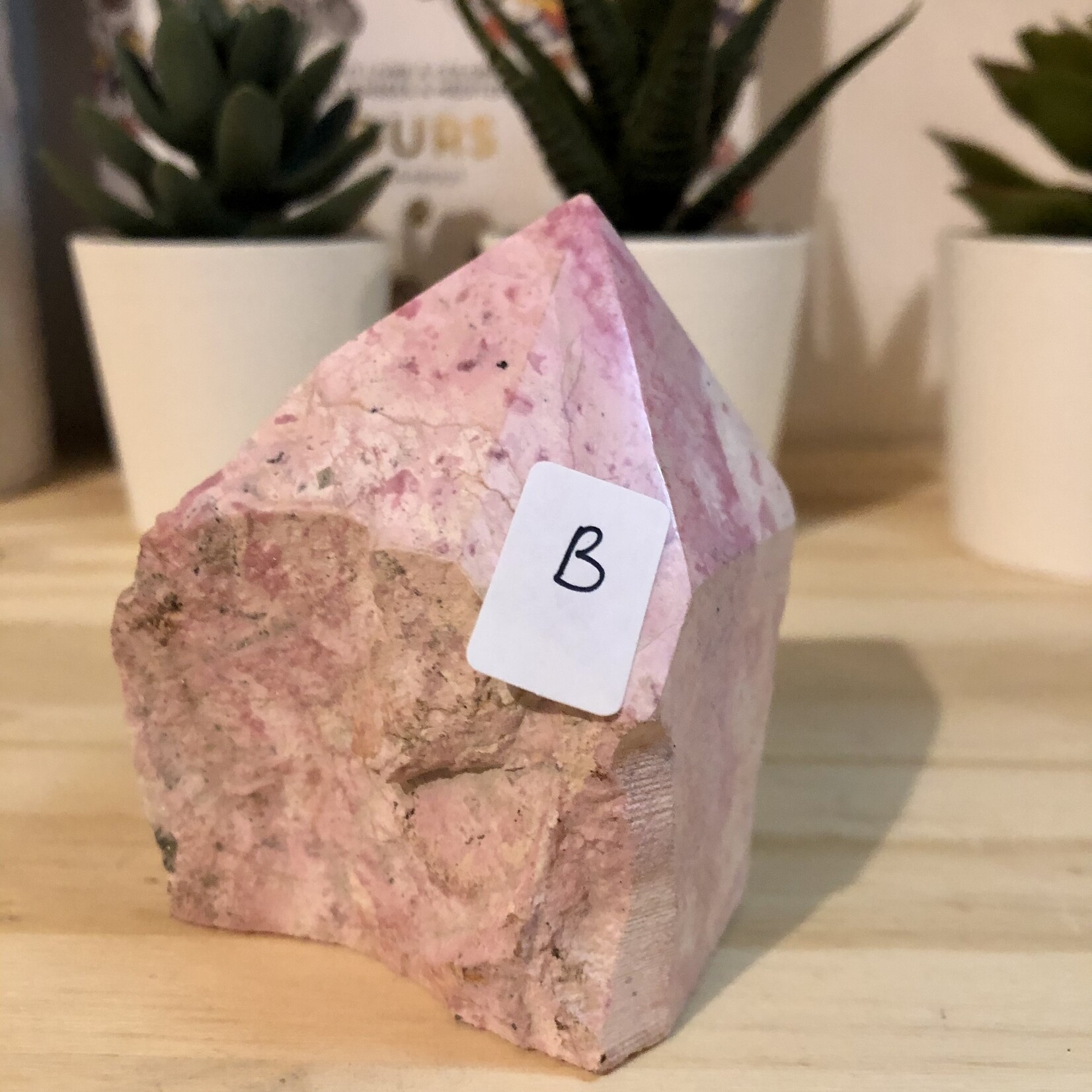 Elegant Pink Rhodonite Pyramid – Rough Base with Polished Top for Emotional Healing & Balance