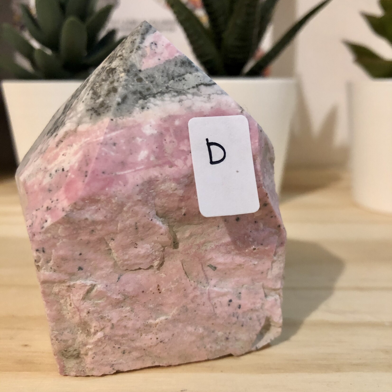 Elegant Pink Rhodonite Pyramid – Rough Base with Polished Top for Emotional Healing & Balance