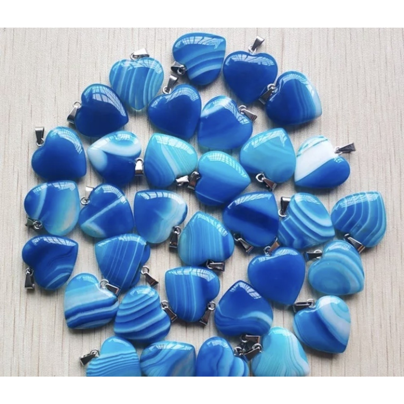 pendentif onyx rayures bleues 20mm