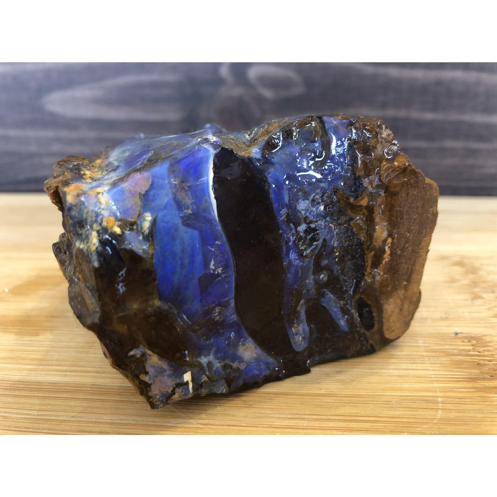rough boulder opal-black and blue