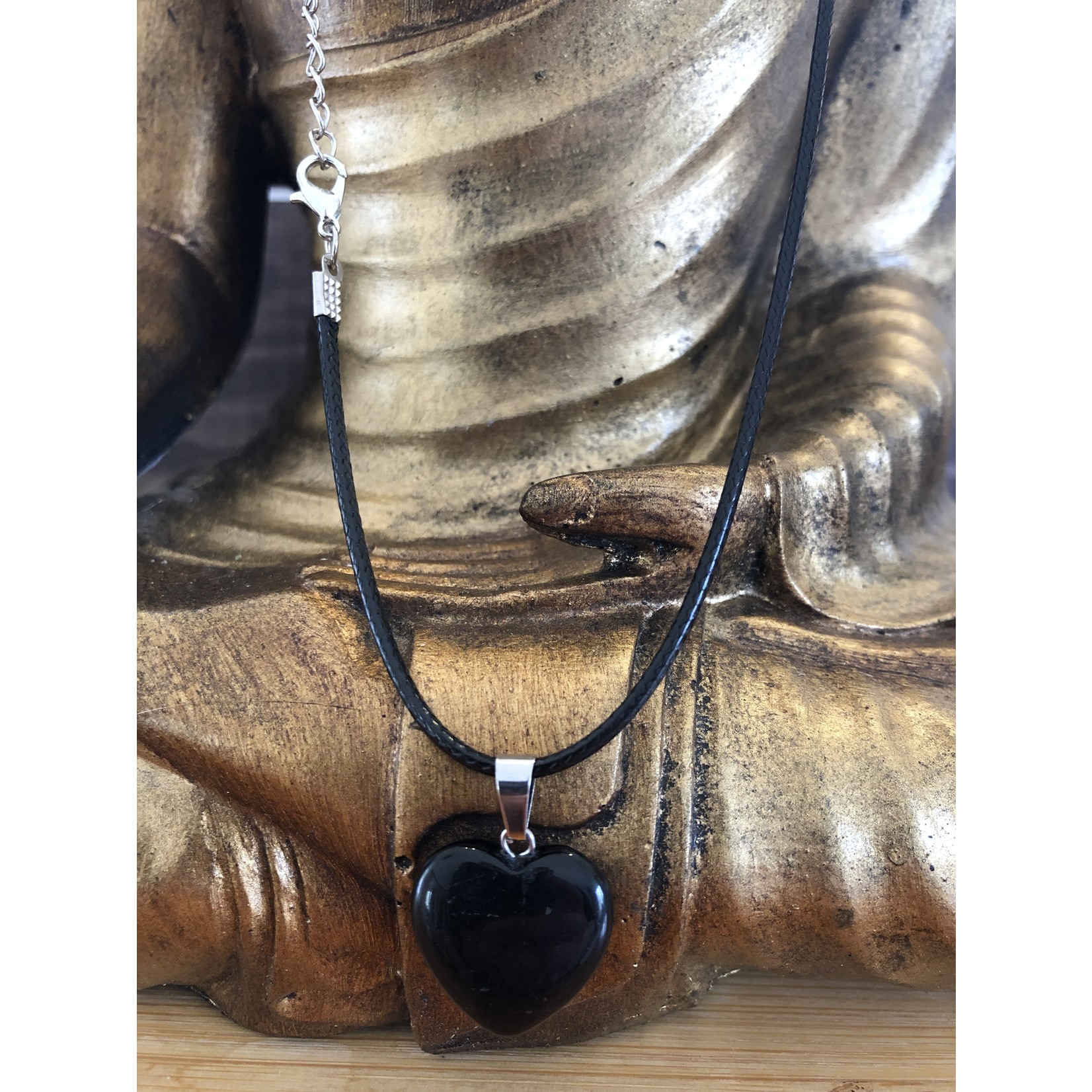 collier cœur obsidienne noire