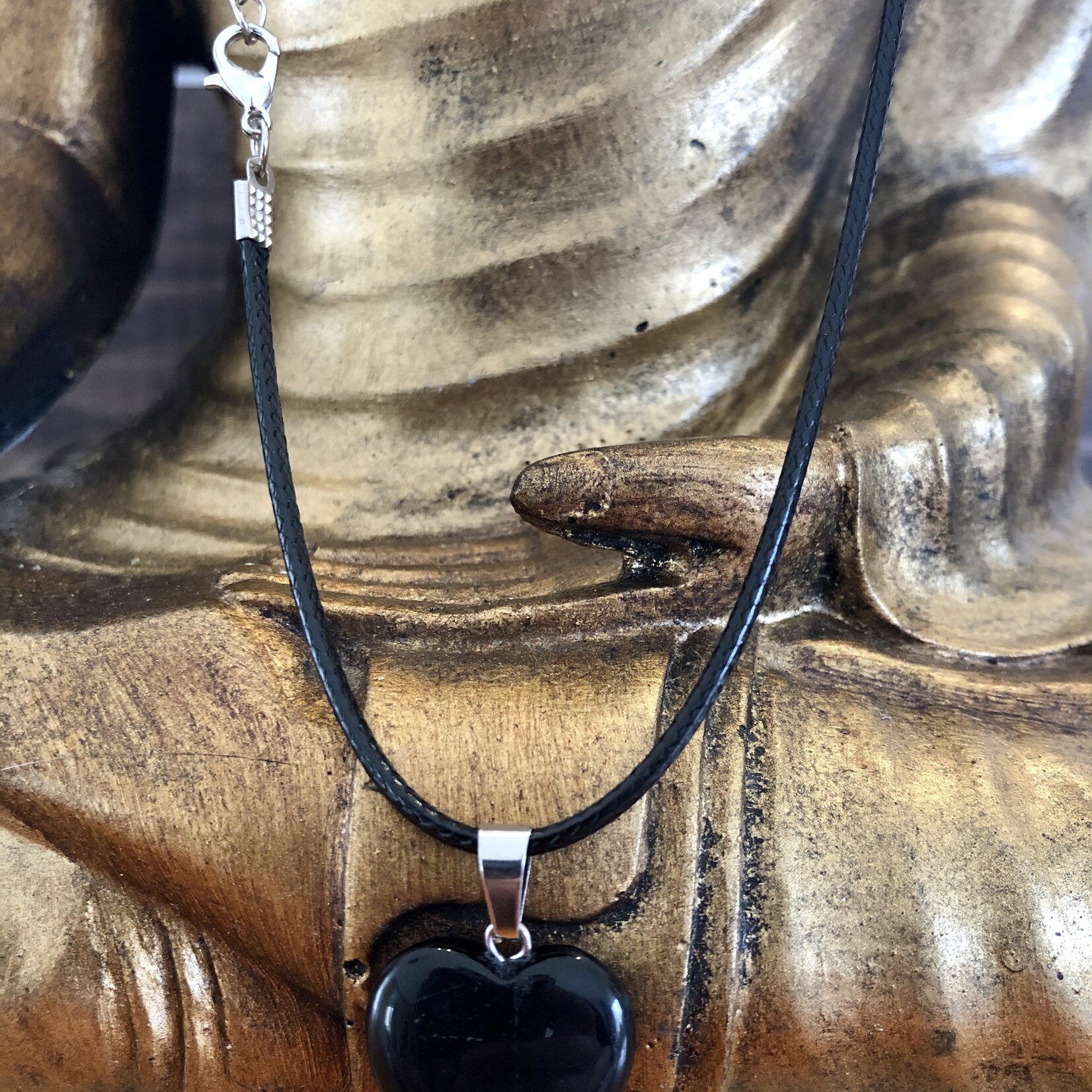 heart necklace black obsidian