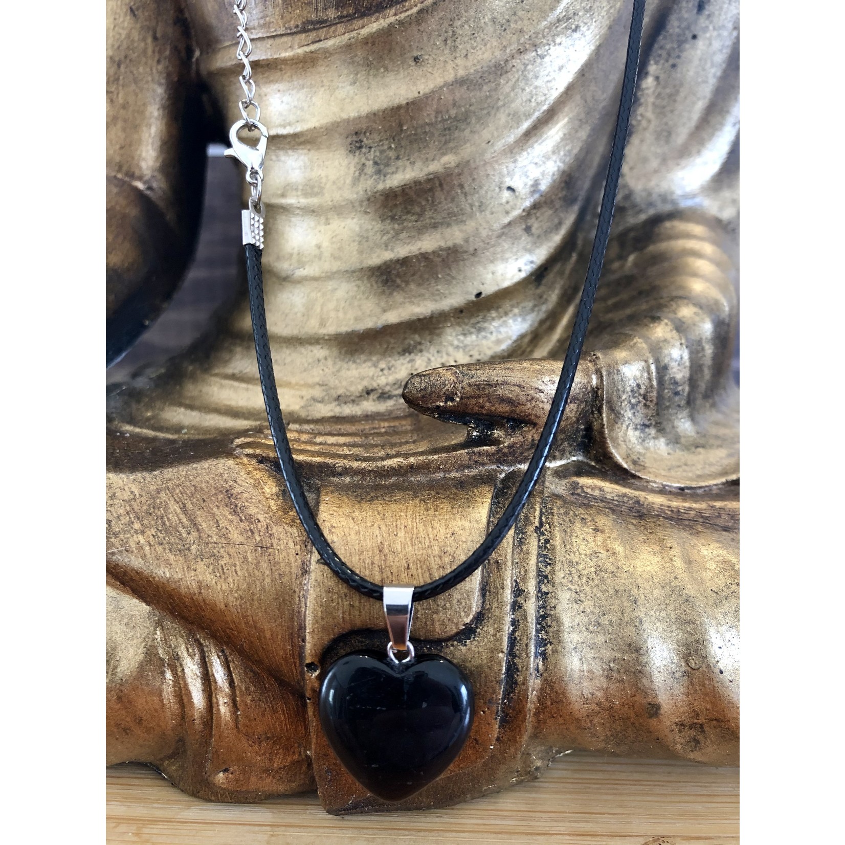 collier cœur obsidienne noire