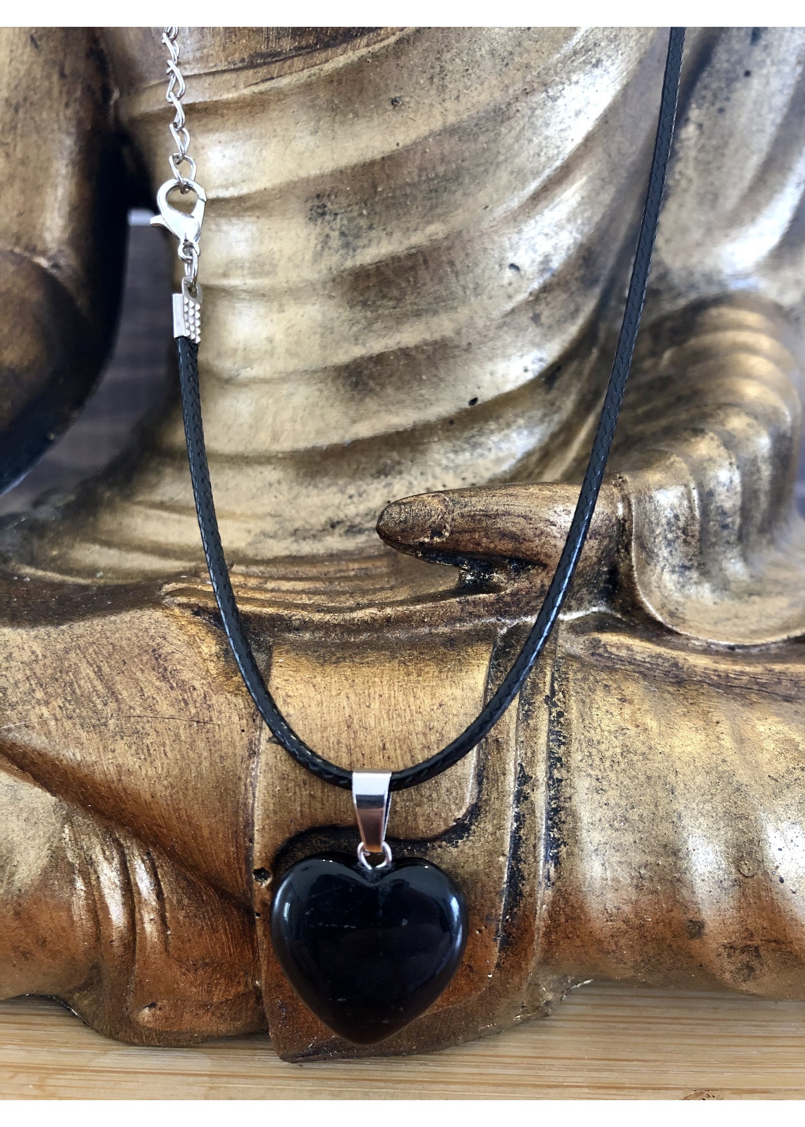 heart necklace black obsidian