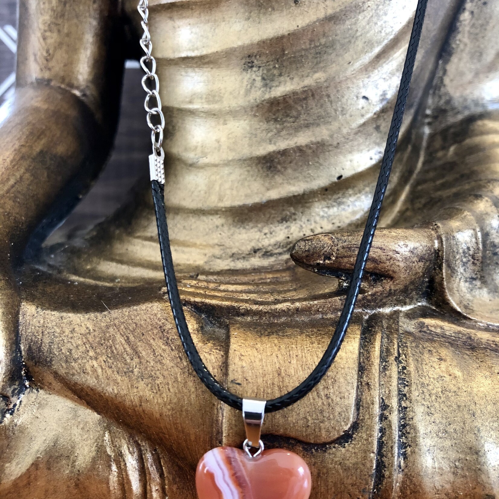heart necklace stripped agate