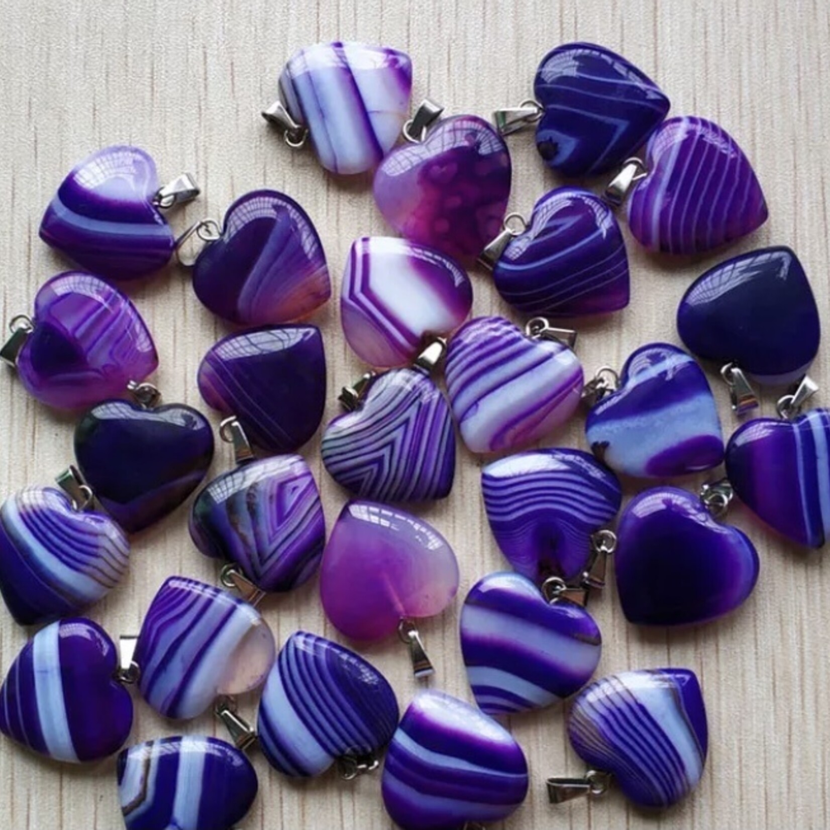 heart necklace stripped violet agate