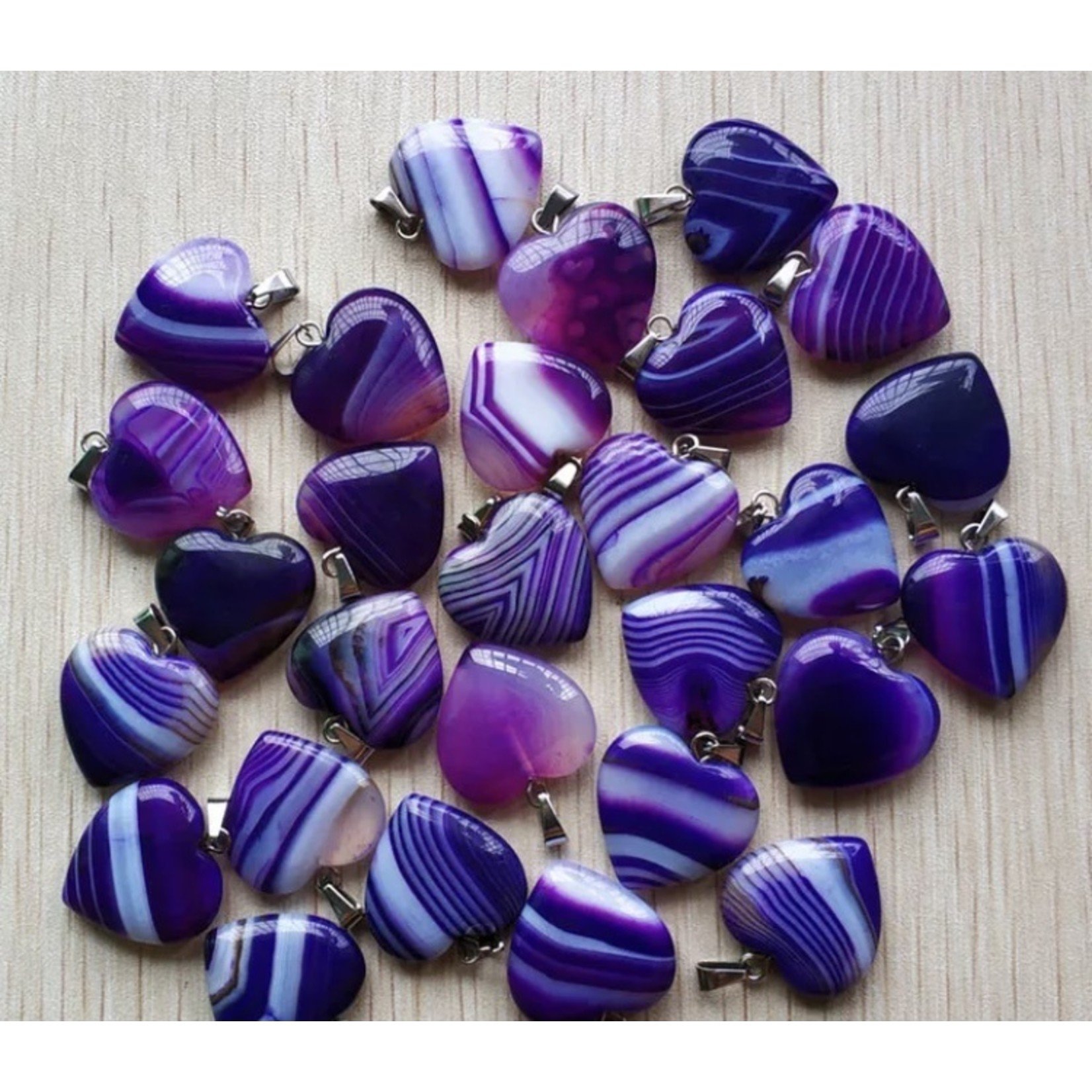 heart necklace stripped violet agate