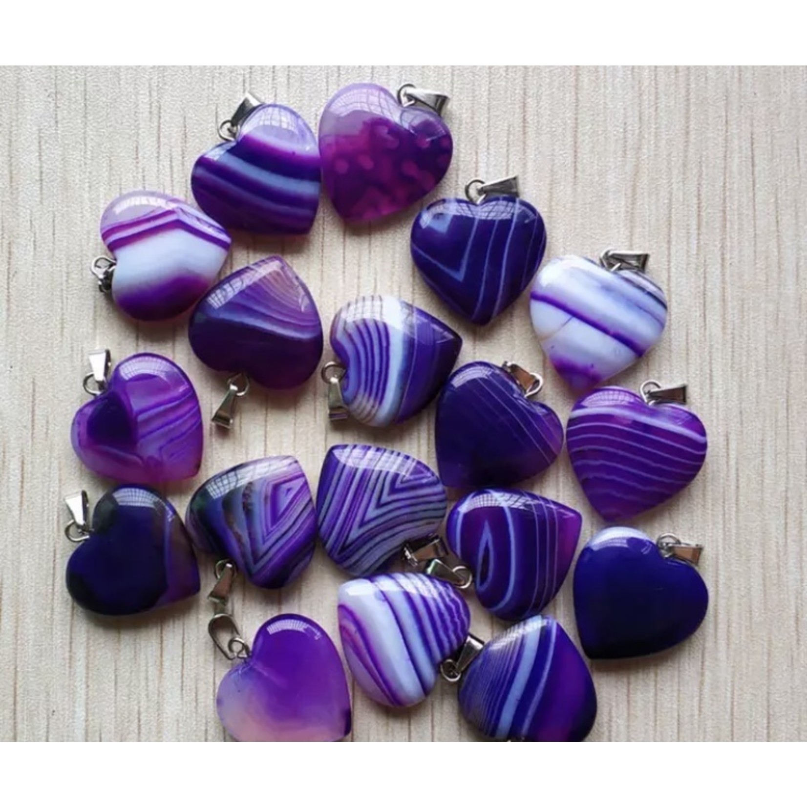 heart necklace stripped violet agate