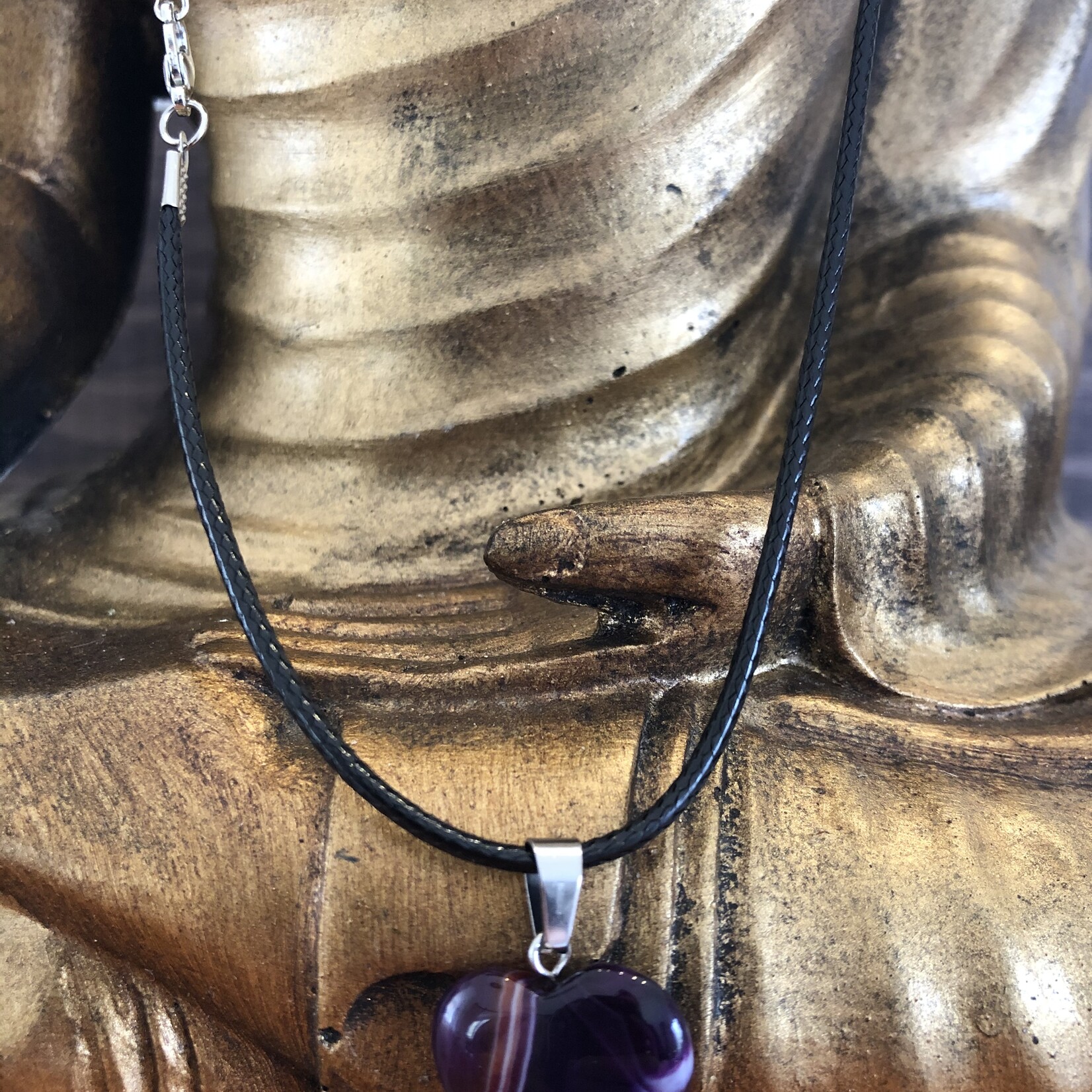 heart necklace stripped violet agate