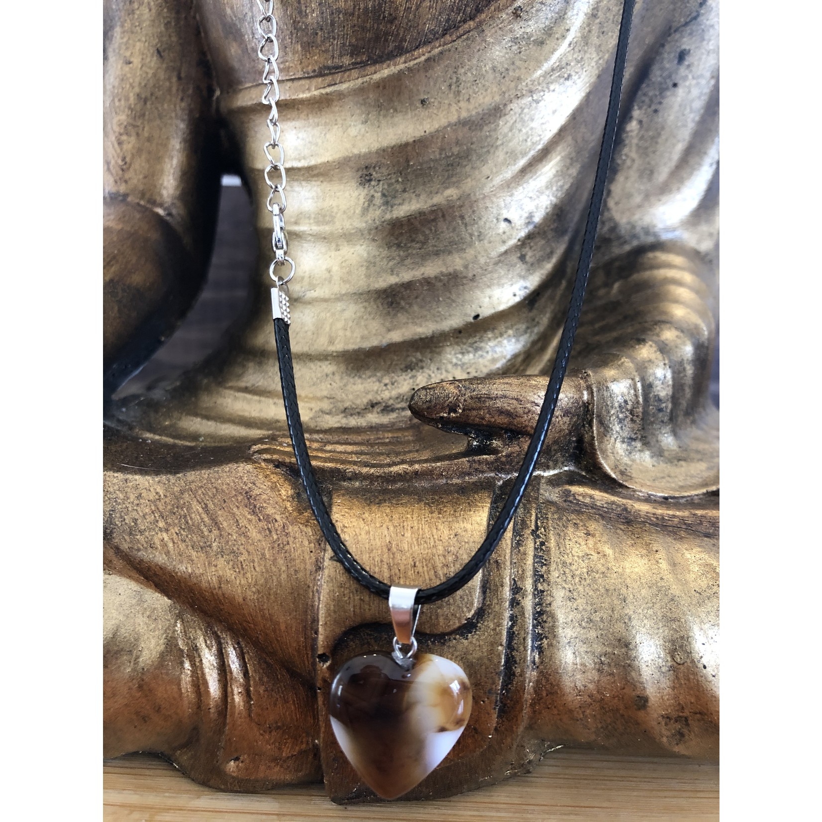 heart necklace coffee agate