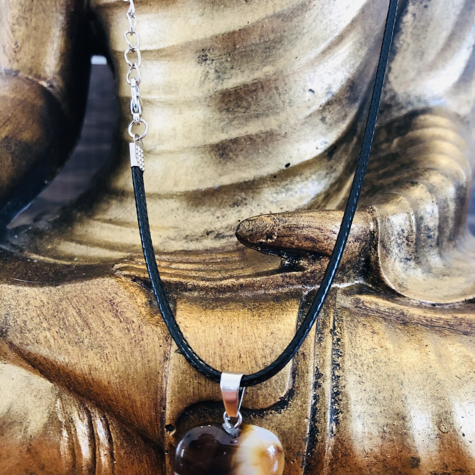 heart necklace coffee agate