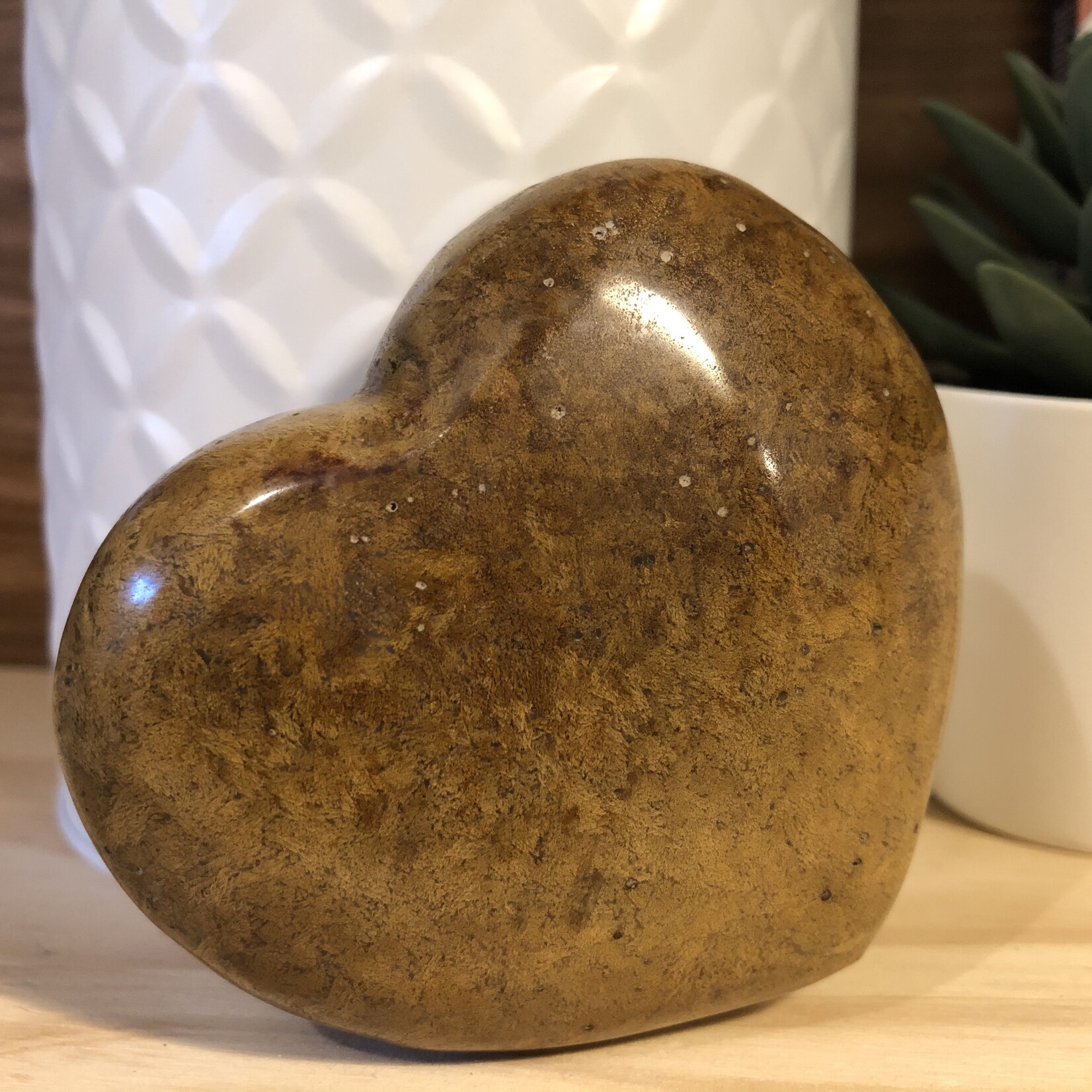 large hairy ocean jasper heart, brown ocean jasper, blue and brown oceanic jasper, good repairer of the internal organs