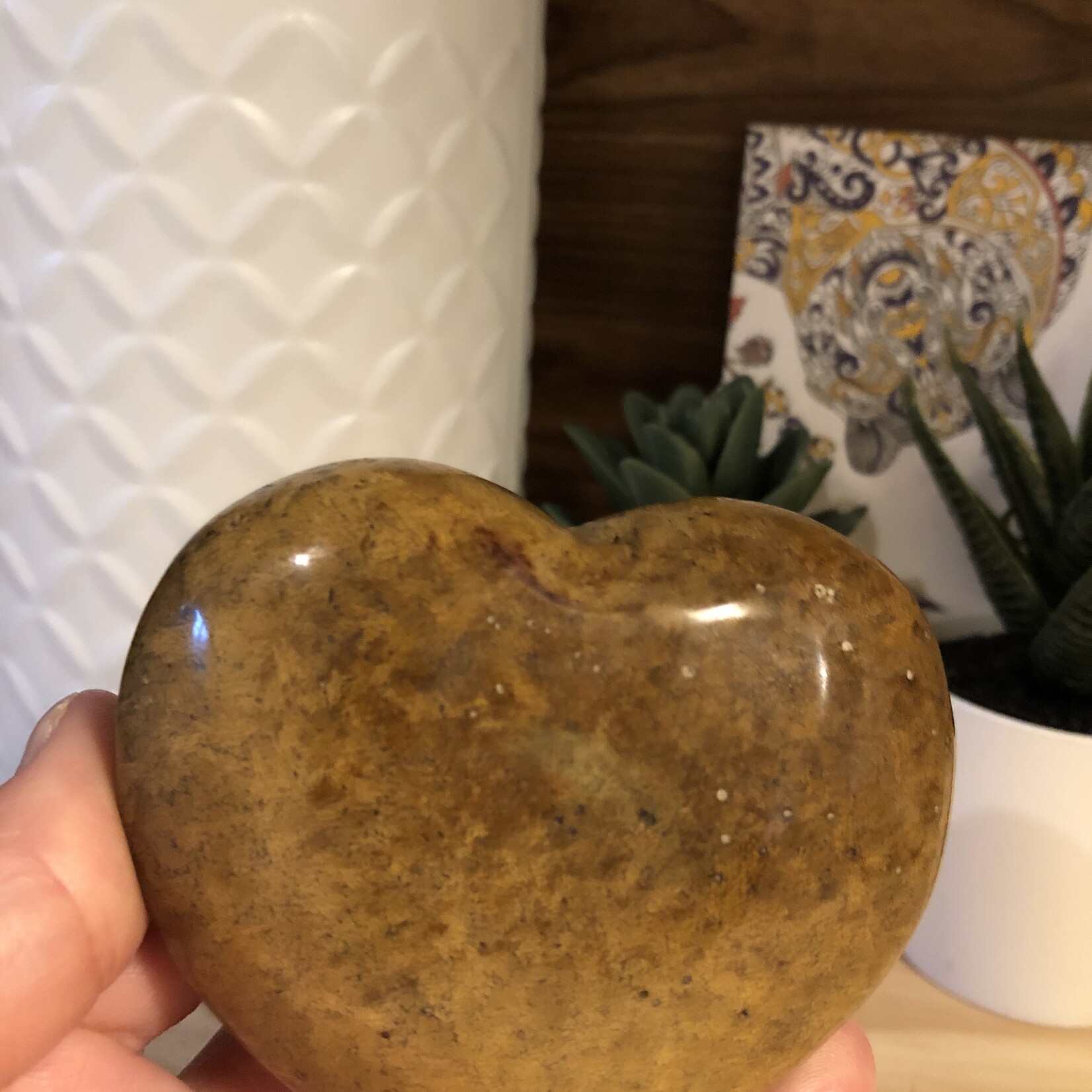 large hairy ocean jasper heart, brown ocean jasper, blue and brown oceanic jasper, good repairer of the internal organs