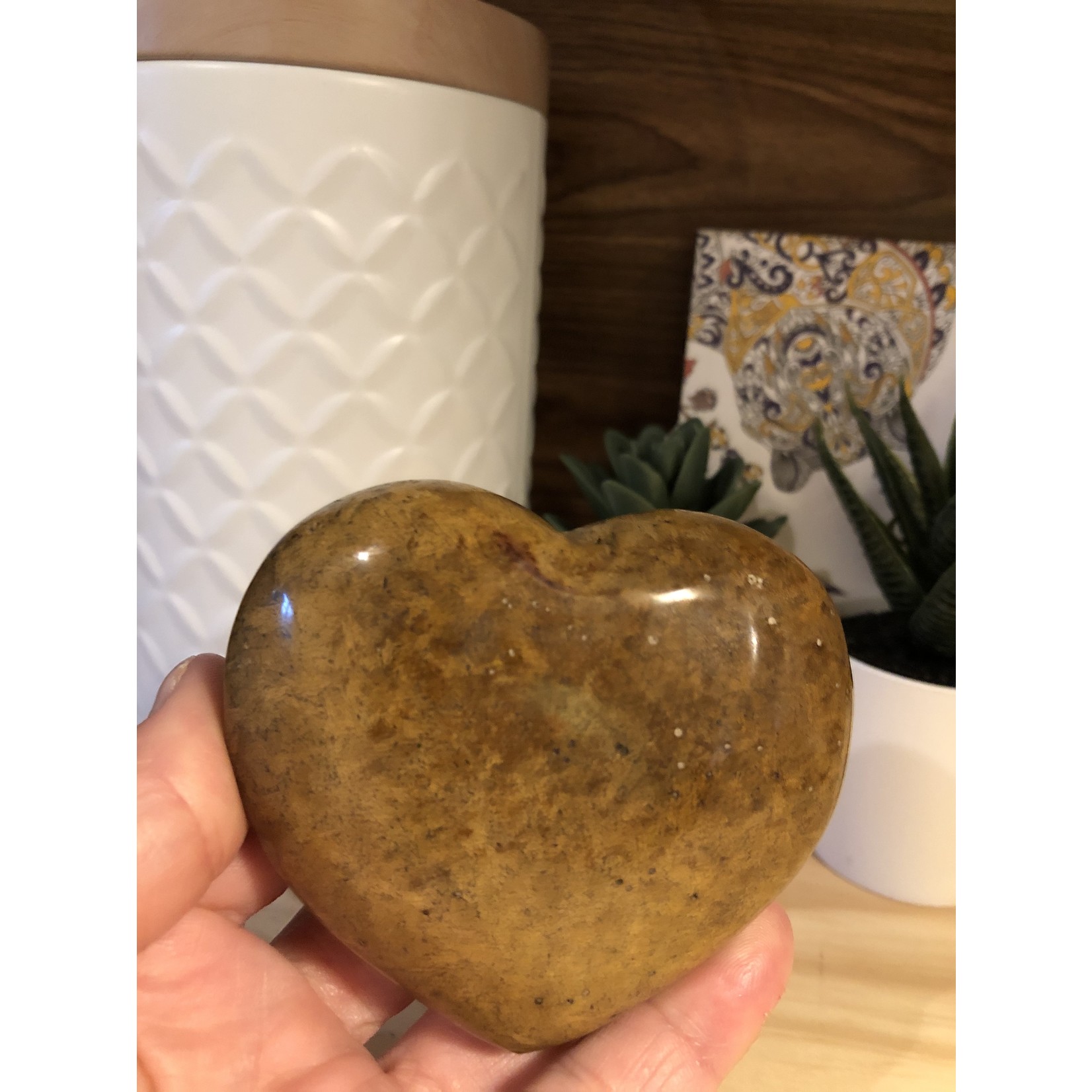 large hairy ocean jasper heart, brown ocean jasper, blue and brown oceanic jasper, good repairer of the internal organs