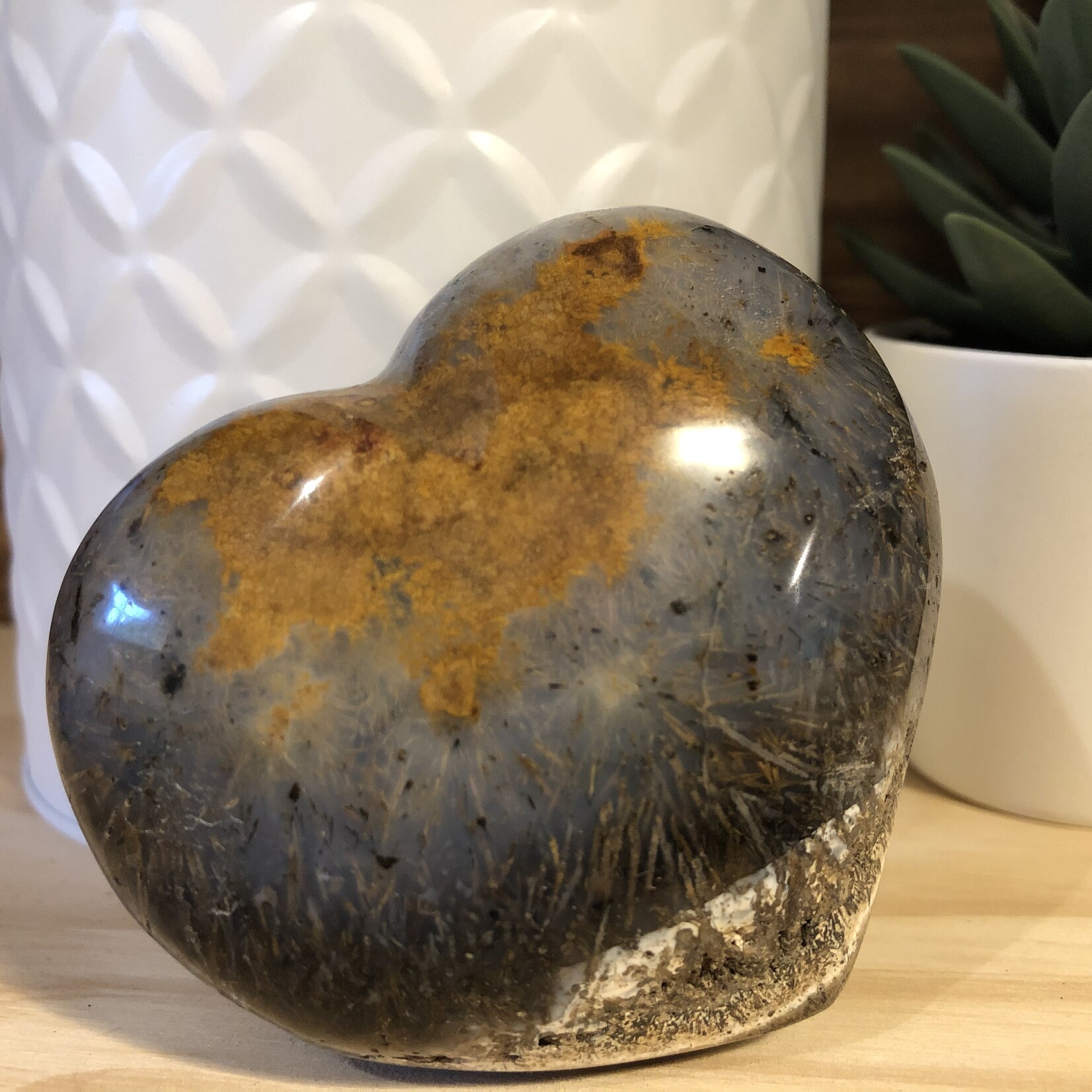large hairy ocean jasper heart, brown ocean jasper, blue and brown oceanic jasper, good repairer of the internal organs