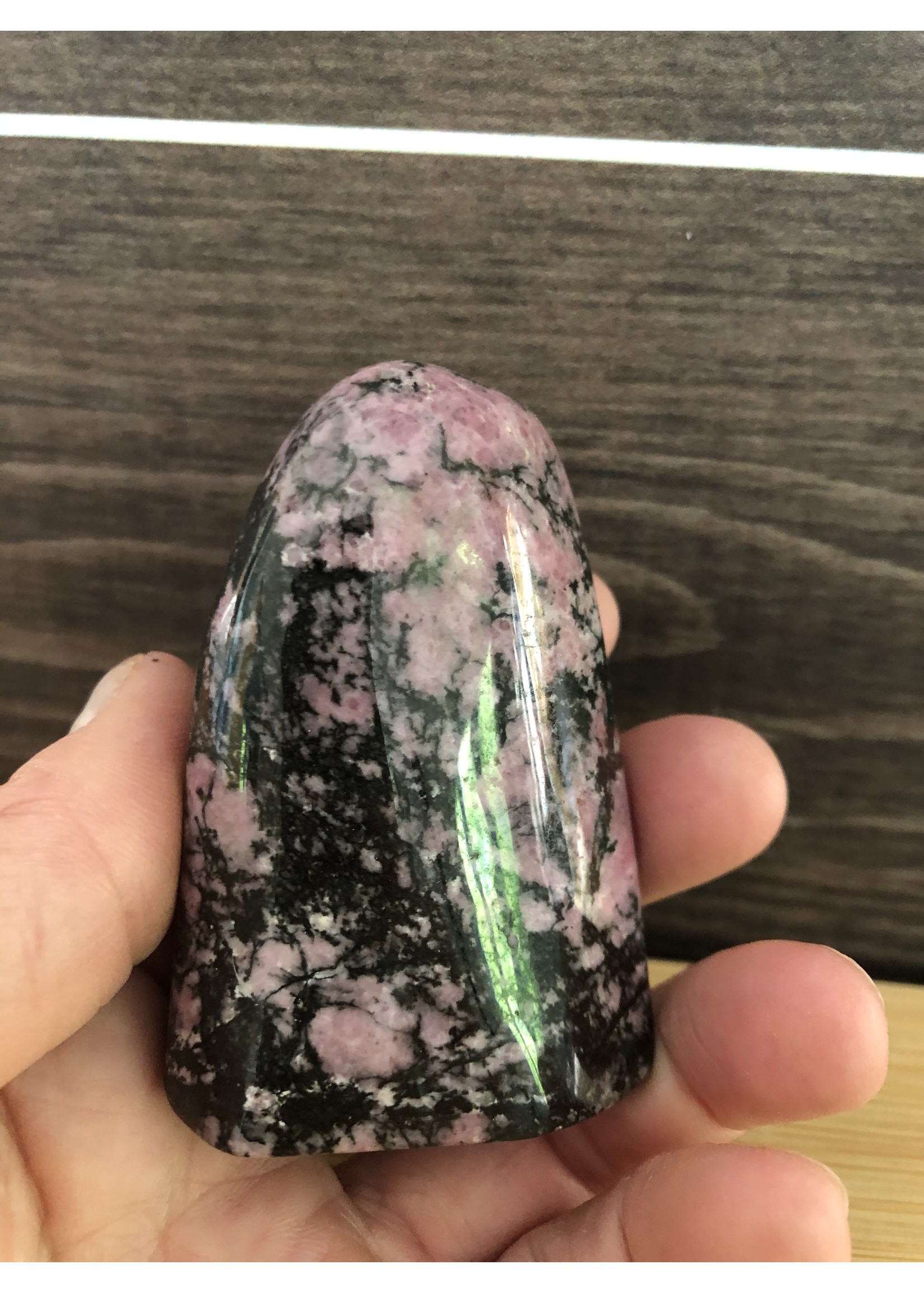 pink and black rhodonite free form